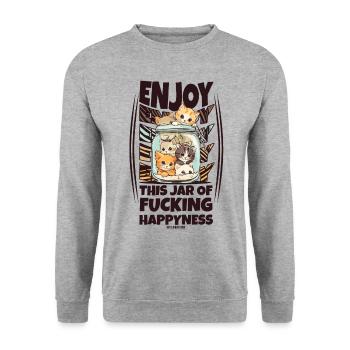 Pot de bonheur - Sweat-shirt Unisexe - gris chiné - Devant - Alina (178cm) & Michal (187cm)