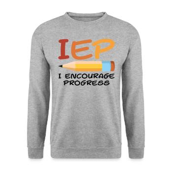 IEP SPED Teacher Art | Special Education Teacher - Unisex Sweatshirt - salt & pepper - Front - Alina (178cm) & Michal (187cm)