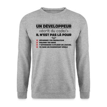 Ein schriftlicher Entwickler von The Gift Code - Unisex Pullover - Weißgrau meliert - Vorne - Alina (178cm) & Michal (187cm)