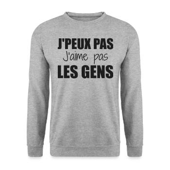 J'peux pas j'aime pas les gens - Sweat-shirt Unisexe - gris chiné - Devant - Alina (178cm) & Michal (187cm)