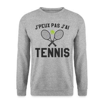 Je Peux Pas J'ai Tennis Cadeau Joueur De Tennis - Sweat-shirt Unisexe - gris chiné - Devant - Alina (178cm) & Michal (187cm)