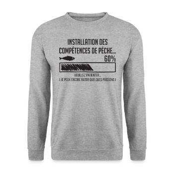 Pêche Humour Barre Progression 60% - Sweat-shirt Unisexe - gris chiné - Devant - Alina (178cm) & Michal (187cm)
