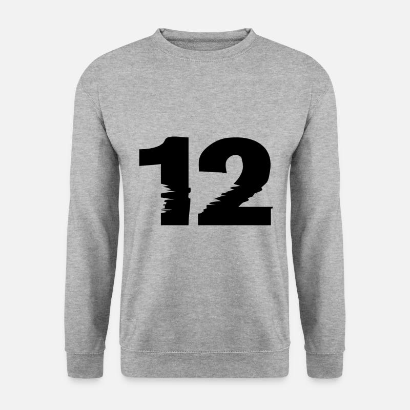 12 Zahl - Unisex Pullover - Weißgrau meliert