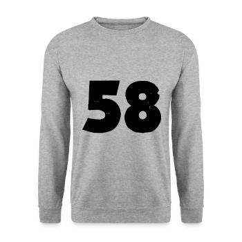 58 number - Unisex Sweatshirt - salt & pepper - Front - Alina (178cm) & Michal (187cm)