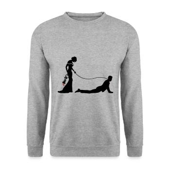 Hochzeit Brautpaar Leine - Unisex Pullover - Weißgrau meliert - Vorne - Alina (178cm) & Michal (187cm)
