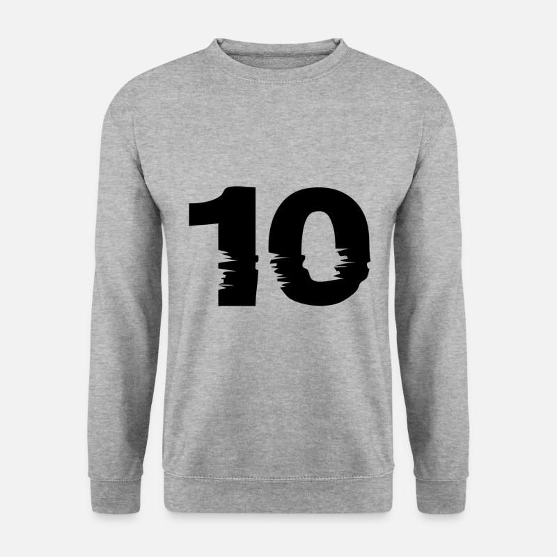 10 Zahl - Unisex Pullover - Weißgrau meliert