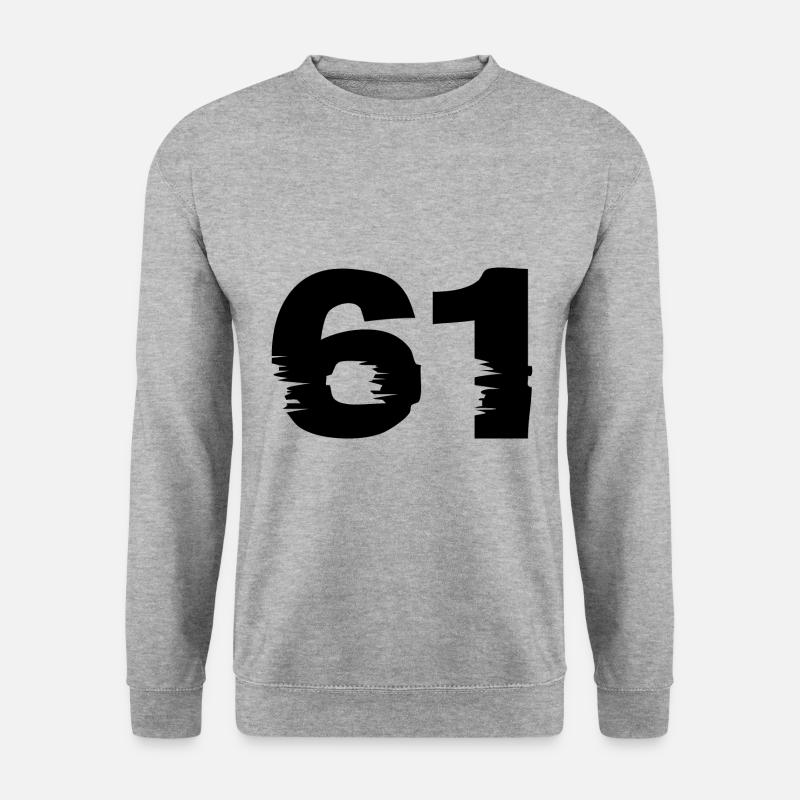 61 Zahl - Unisex Pullover - Weißgrau meliert