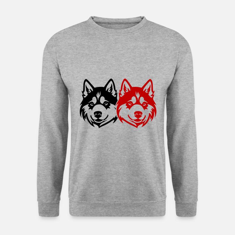 Akita Hund Kopf - Unisex Pullover - Weißgrau meliert