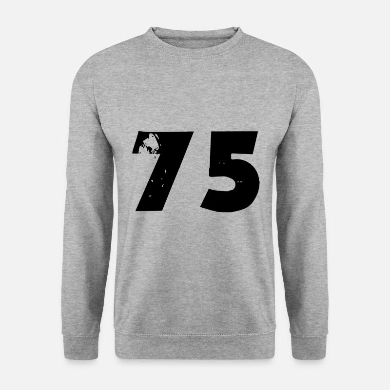 75 Zahl - Unisex Pullover - Weißgrau meliert