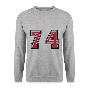 74 Symbole numérique - Sweat-shirt Unisexe - gris chiné - Devant - Alina (178cm) & Michal (187cm)