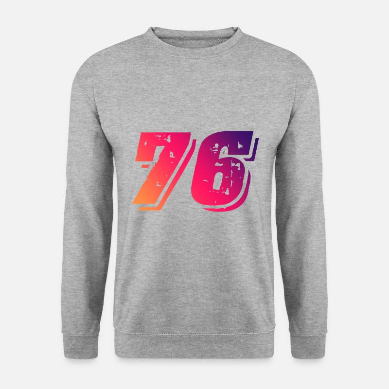 76 Zahl Symbol - Unisex Pullover - Weißgrau meliert