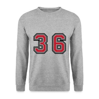 36 Symbole numérique - Sweat-shirt Unisexe - gris chiné - Devant - Alina (178cm) & Michal (187cm)