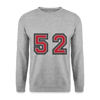 52 Zahl Symbol - Unisex Pullover - Weißgrau meliert - Vorne - Alina (178cm) & Michal (187cm)