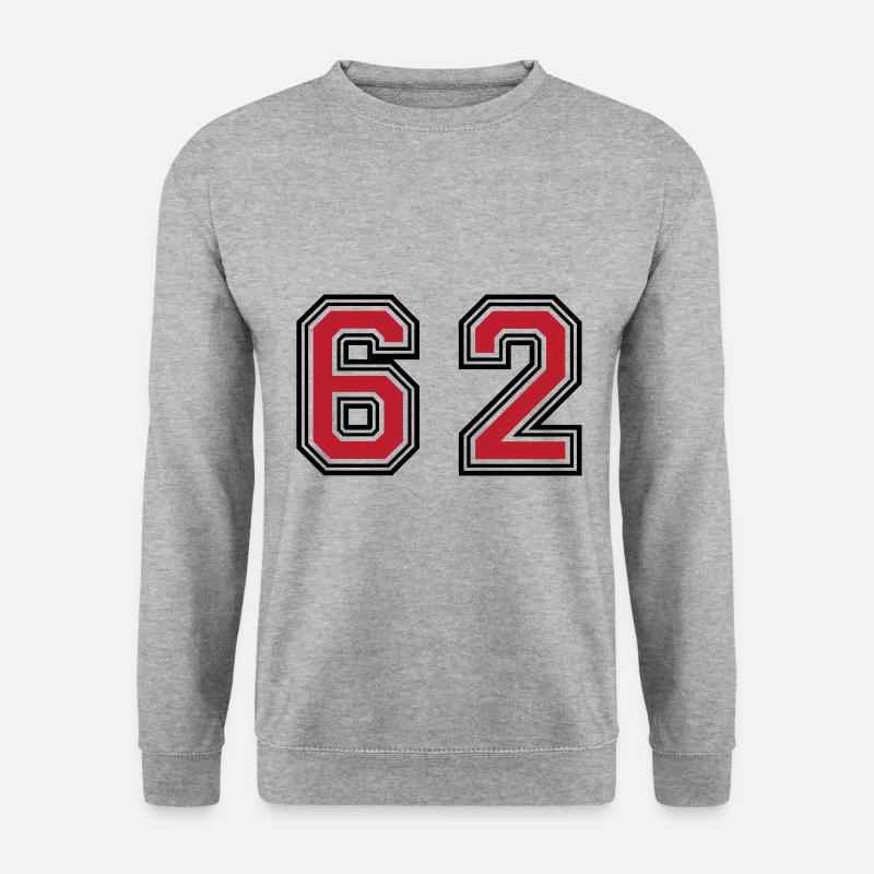 62 Zahl Symbol - Unisex Pullover - Weißgrau meliert