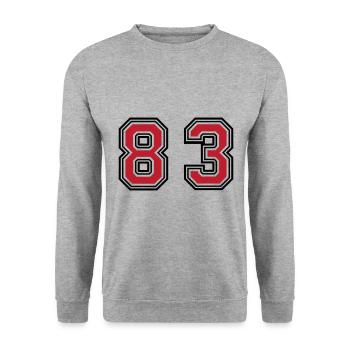 83 Symbole numérique - Sweat-shirt Unisexe - gris chiné - Devant - Alina (178cm) & Michal (187cm)