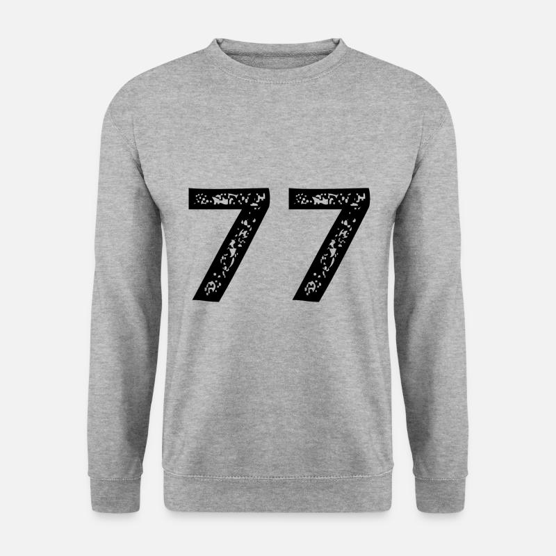 77 Zahl Trikot - Unisex Pullover - Weißgrau meliert