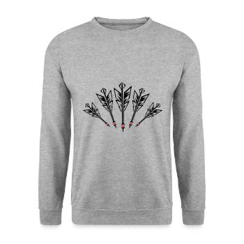 Dartpfeile Symbol Darts Team - Unisex Pullover - Weißgrau meliert - Vorne - Alina (178cm) & Michal (187cm)