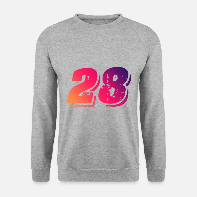 28 Zahl Symbol - Unisex Pullover - Weißgrau meliert
