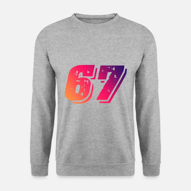 67 Zahl Symbol - Unisex Pullover - Weißgrau meliert