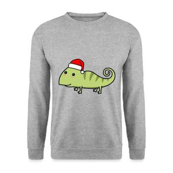 Caméléon Comic Noël Noël - Sweat-shirt Unisexe - gris chiné - Devant - Alina (178cm) & Michal (187cm)