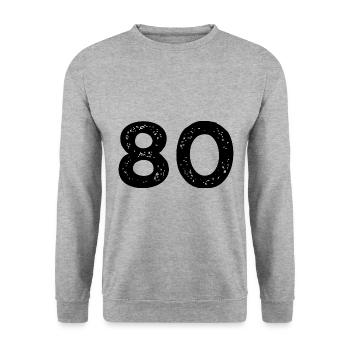80 Zahl Trikot - Unisex Pullover - Weißgrau meliert - Vorne - Alina (178cm) & Michal (187cm)