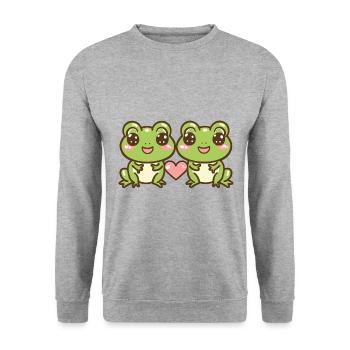 Couple De Grenouille Amoureux Animal Saint Valentin - Sweat-shirt Unisexe - gris chiné - Devant - Alina (178cm) & Michal (187cm)