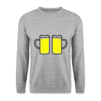 Beer Glass Beer Mug Beer - Unisex Sweatshirt - salt & pepper - Front - Alina (178cm) & Michal (187cm)