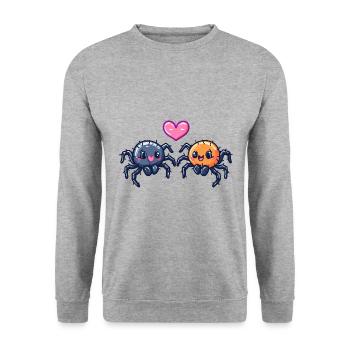 Couple de tarentules Amour Araignée Amoureuse - Sweat-shirt Unisexe - gris chiné - Devant - Alina (178cm) & Michal (187cm)