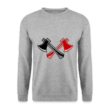 Axt Icon - Unisex Pullover - Weißgrau meliert - Vorne - Alina (178cm) & Michal (187cm)