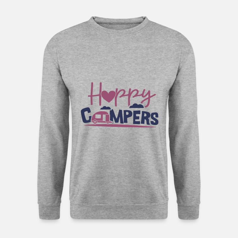 Happy Campers - Unisex Pullover - Weißgrau meliert