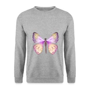 Schmetterling Frühling - Unisex Pullover - Weißgrau meliert - Vorne - Alina (178cm) & Michal (187cm)