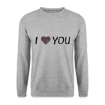 I Love You - Unisex Pullover - Weißgrau meliert - Vorne - Alina (178cm) & Michal (187cm)