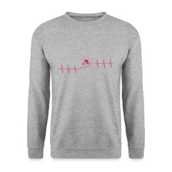Downhill biken - Unisex Pullover - Weißgrau meliert - Vorne - Alina (178cm) & Michal (187cm)