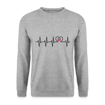 HC HEARTBEAT - Sweat-shirt Unisexe - gris chiné - Devant - Alina (178cm) & Michal (187cm)