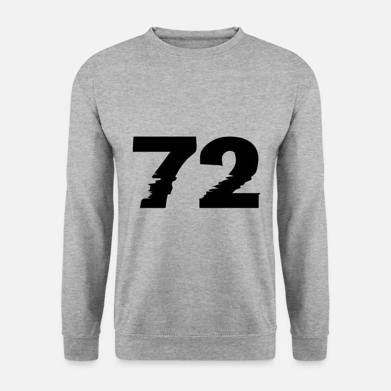 72 Zahl - Unisex Pullover - Weißgrau meliert