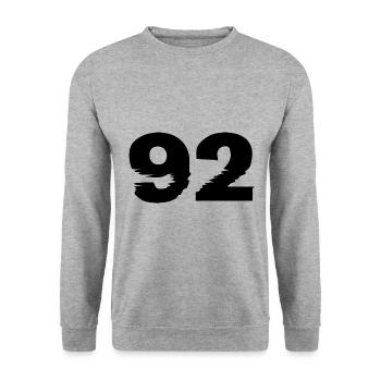92 number - Unisex Sweatshirt - salt & pepper - Front - Alina (178cm) & Michal (187cm)