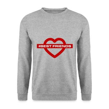 Beste Freunde Herzen Liebe - Unisex Pullover - Weißgrau meliert - Vorne - Alina (178cm) & Michal (187cm)