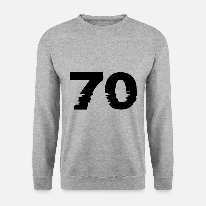 70 Zahl - Unisex Pullover - Weißgrau meliert