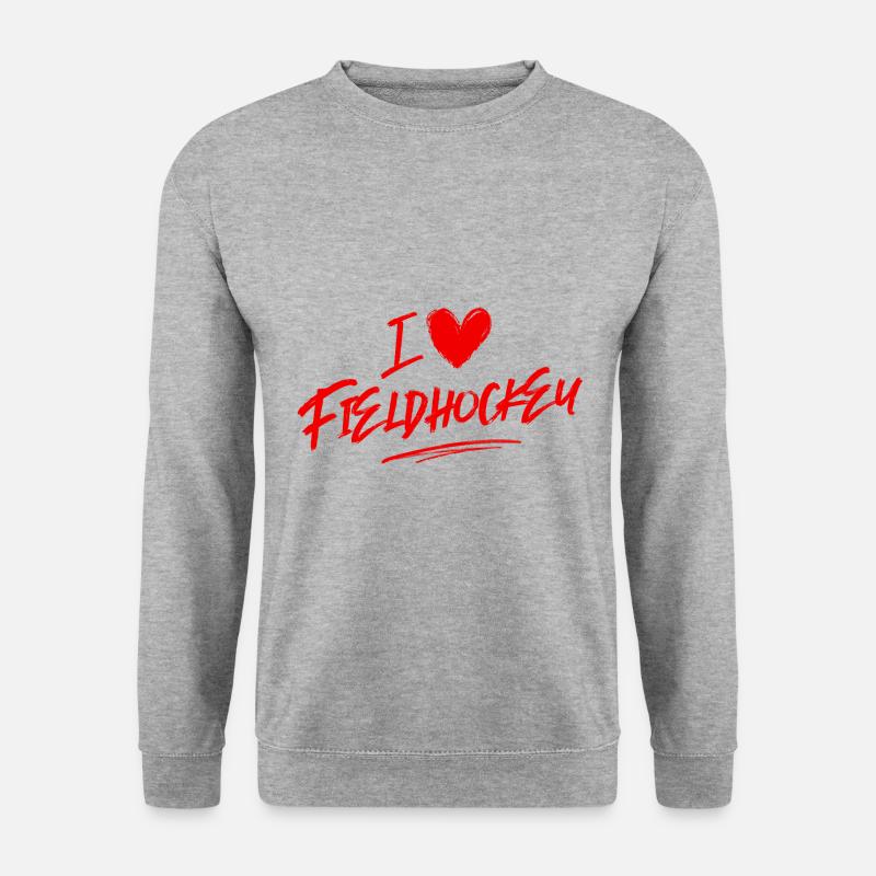 Ich liebe Fieldhockey - Unisex Pullover - Weißgrau meliert