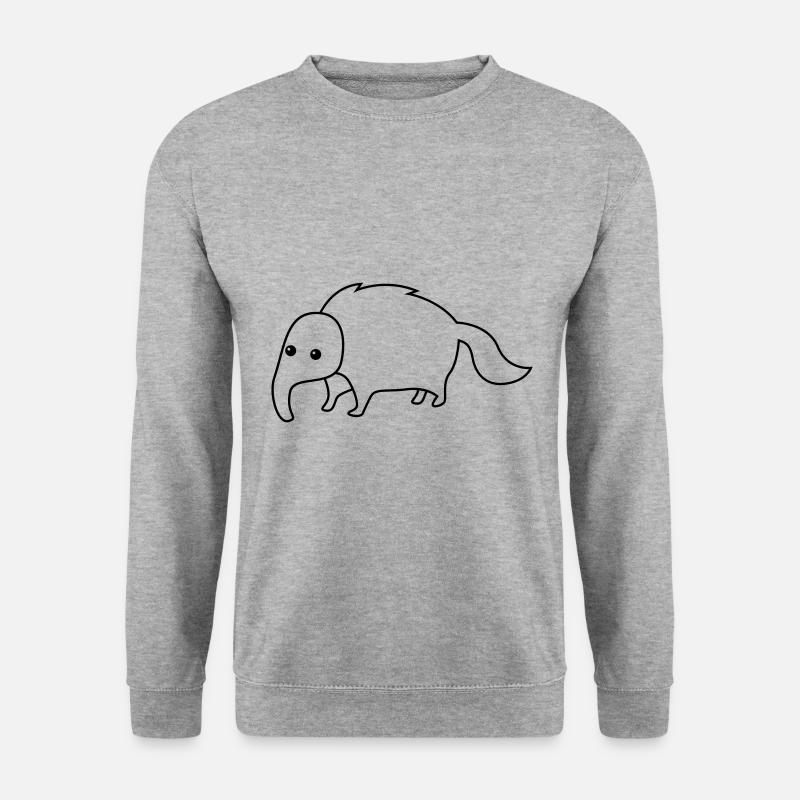 Ameisenbär Comic Tier - Unisex Pullover - Weißgrau meliert