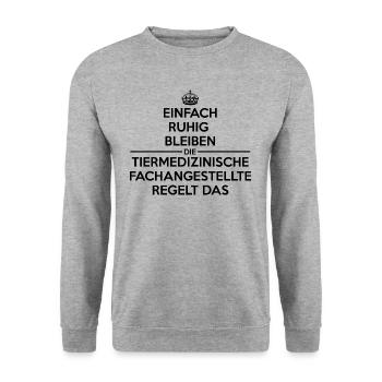 TFA Shirt-Ruhig bleiben - Unisex Pullover - Weißgrau meliert - Vorne - Alina (178cm) & Michal (187cm)