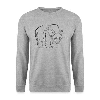 Panda Bear Animal Motif - one line drawing - Unisex Sweatshirt - salt & pepper - Front - Alina (178cm) & Michal (187cm)