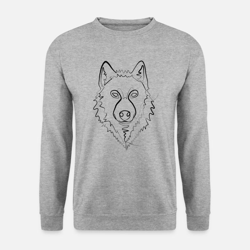 Wolf - one line drawing - Unisex Sweatshirt - salt & pepper