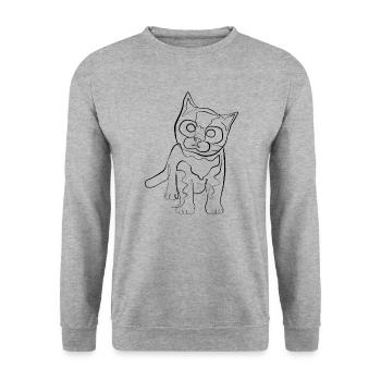 Bébé chaton - one line drawing - Sweat-shirt Unisexe - gris chiné - Devant - Alina (178cm) & Michal (187cm)