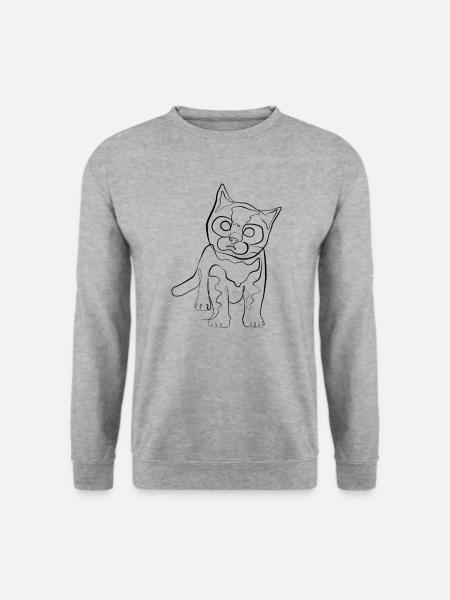 Bébé chaton - one line drawing - Sweat-shirt Unisexe - gris chiné