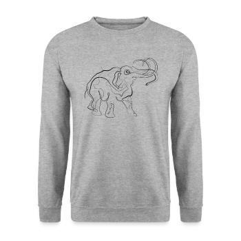 Mammut Elephant - one line drawing - Sweat-shirt Unisexe - gris chiné - Devant - Alina (178cm) & Michal (187cm)