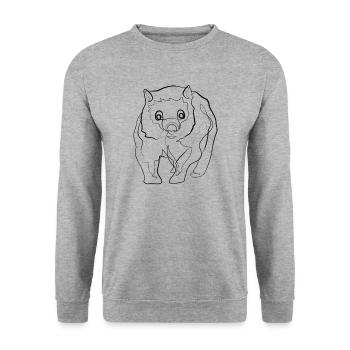 Wombat - one line drawing - Unisex Sweatshirt - salt & pepper - Front - Alina (178cm) & Michal (187cm)