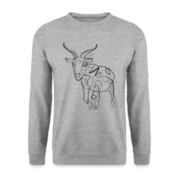 Goat Capricorn Shepherd - one line drawing - Unisex Sweatshirt - salt & pepper - Front - Alina (178cm) & Michal (187cm)