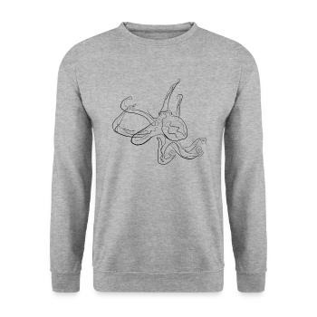 Squid - one line drawing - Unisex Sweatshirt - salt & pepper - Front - Alina (178cm) & Michal (187cm)