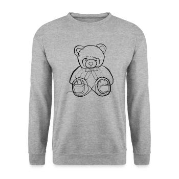 Teddy bear - one line drawing - Unisex Sweatshirt - salt & pepper - Front - Alina (178cm) & Michal (187cm)